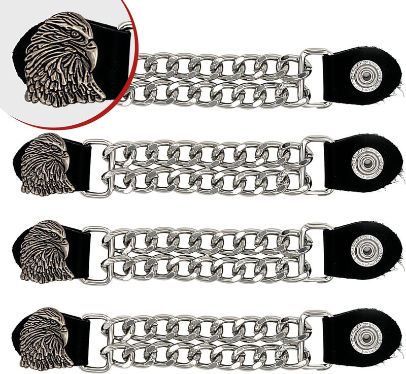 Mirthcos Motorcycle Vest Extenders for Men & Women - 4 PCS Leather Vest Extensions for Biker - Durable Double Chrome Chains - Image 5